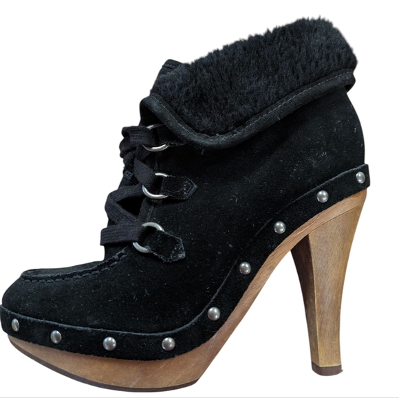 Guess Vintage Suede and Faux Fur Heeled Bootie Size 7 - Picture 2 of 11